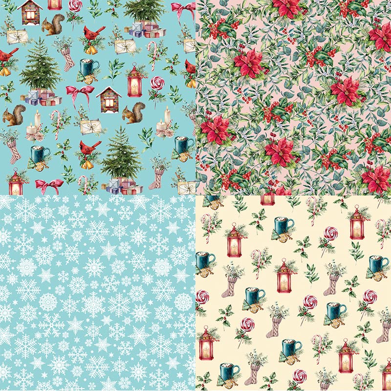 Lot De 24 Feuilles De Papier à Motif De Noël, 30 X 30 Cm