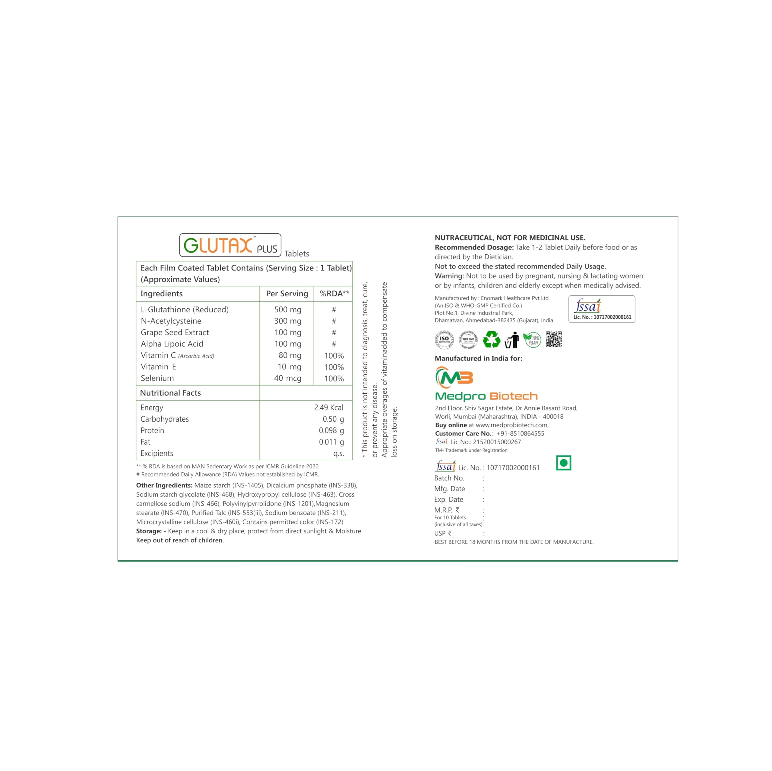 glutax glutathione brand india Plus Tablets with N-Acetyl Cysteine (NAC) & Vitamin C | Antioxidant Supplement for Skin Glow & Radiance Support | Daily Wellness & Cellular Protection Sandoz