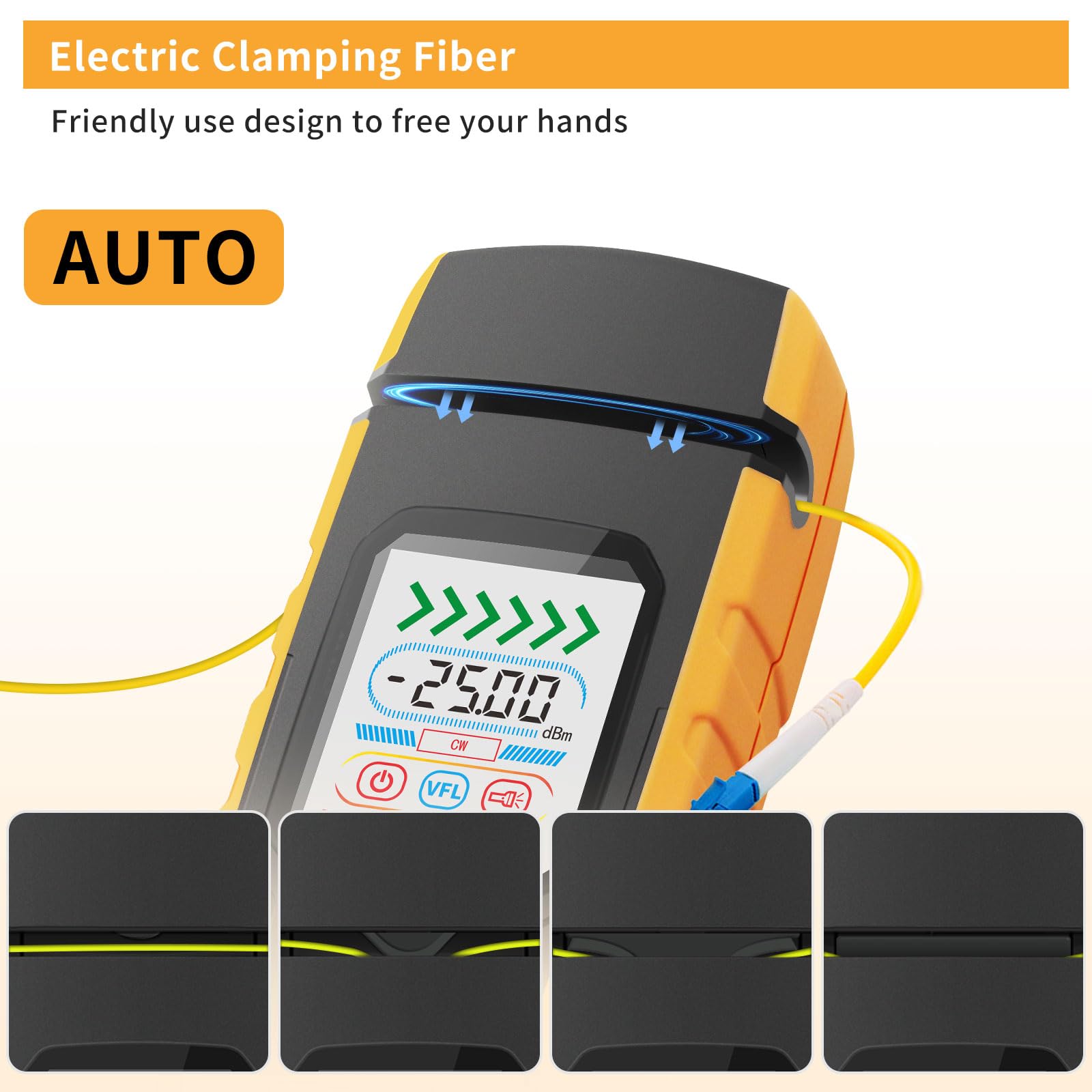 Henkion LWL Tester Handheld Glasfaser-Identifikator mit Echtzeit-Fehlerortung, 850-1700nm SM/MM Power Meter VFL Funktion LED Display, Glasfaserkabel Tester für Netzwerk & Telekommunikation