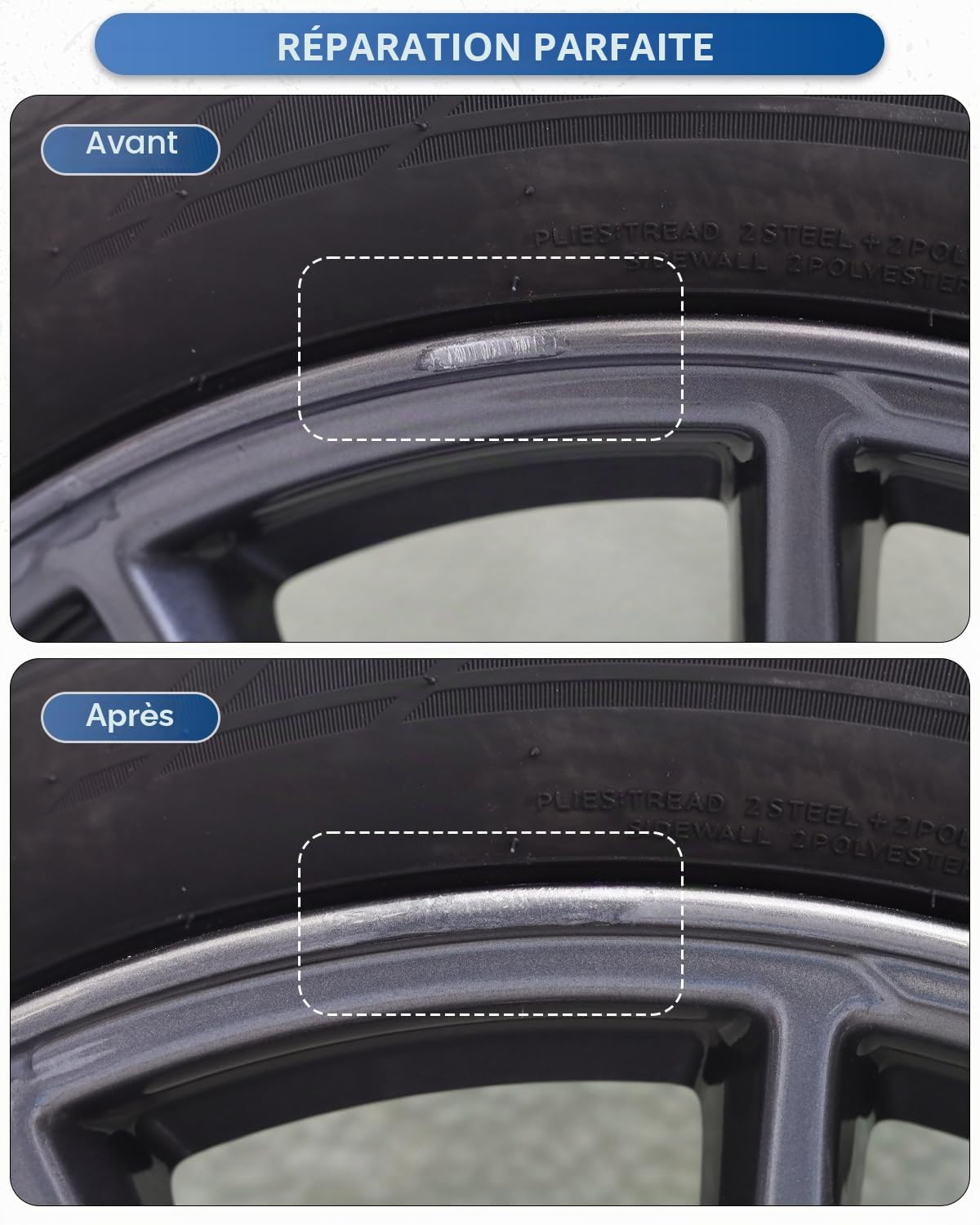 Stylo de Retouche Tesla Pour Modèle 3 18 Pouces/Modèle S 19 Pouces - Réparation DIY Des Éraflures de Trottoir Avec Peinture Assortie (Argent Minuit)