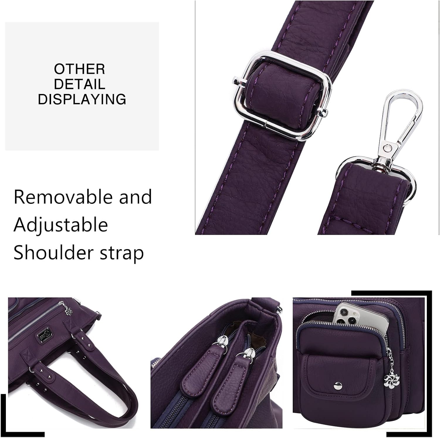 KL928 Large Purses for Women Shoulder Bag Tote Handbags Stylish Vegan Leather Hobo Bags Ladies, A-Black-4 | Large, Purses, Stylish, Ladies, Large, Purses - Image 5