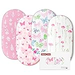 Gllquen Baby Bassinet Sheets 4 Pack, Breathable Cozy Fitted Mattress Sheet, Elastic Travel Crib Fashionable Floral Pattern, Standard Cradle Safe Sheets for Baby Boys Girls 32x16 (Butterfly)