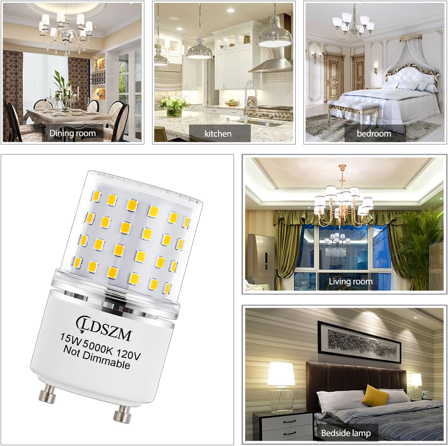 GU24 LED Light Bulb Bright 15W 2 Prong Light Bulbs Non-Dimmable gu24 Ceiling Fan Light Bulbs,120 Watt Equivalent 1200lm 5000K Daylight, Squat GU24 LED Bulbs Replacing CFL Twist Light Bulb,4-Pack