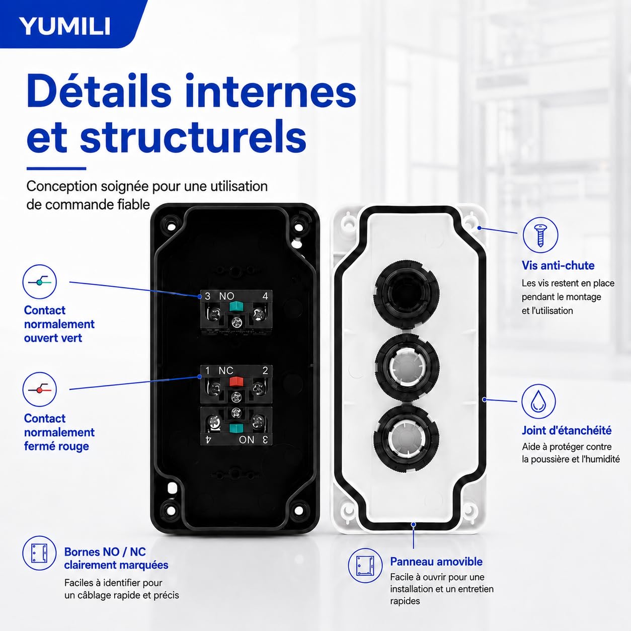 Interrupteur momentané pour station élévatrice, boîtier de commutation à bouton-poussoir momentané, boîtier de commande momentané pour treuils, portes sectionnelles, porte de camion, porte de garage