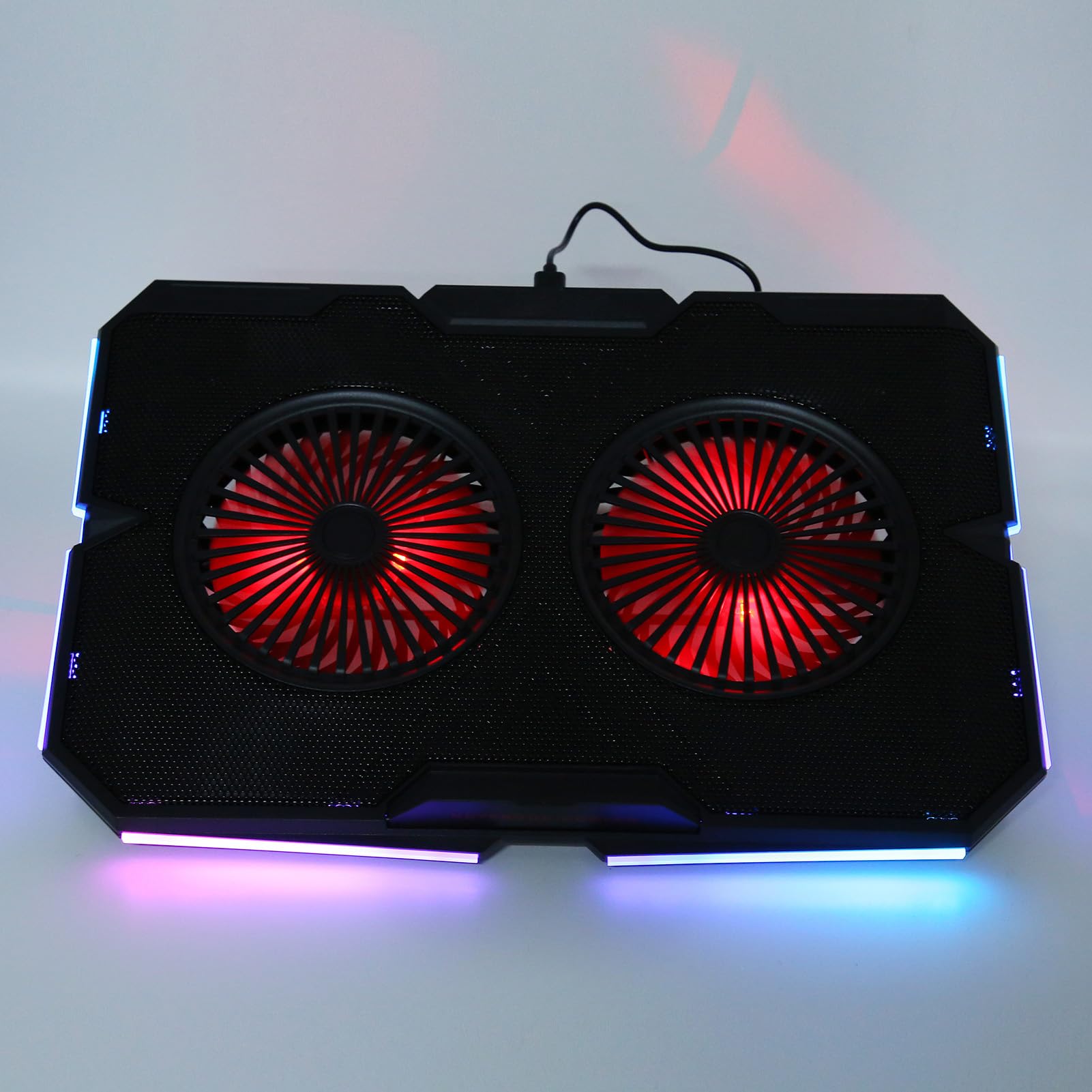 RGB Podkładka Chłodząca do Laptopa, Podwójne Ciche Wentylatory, 7