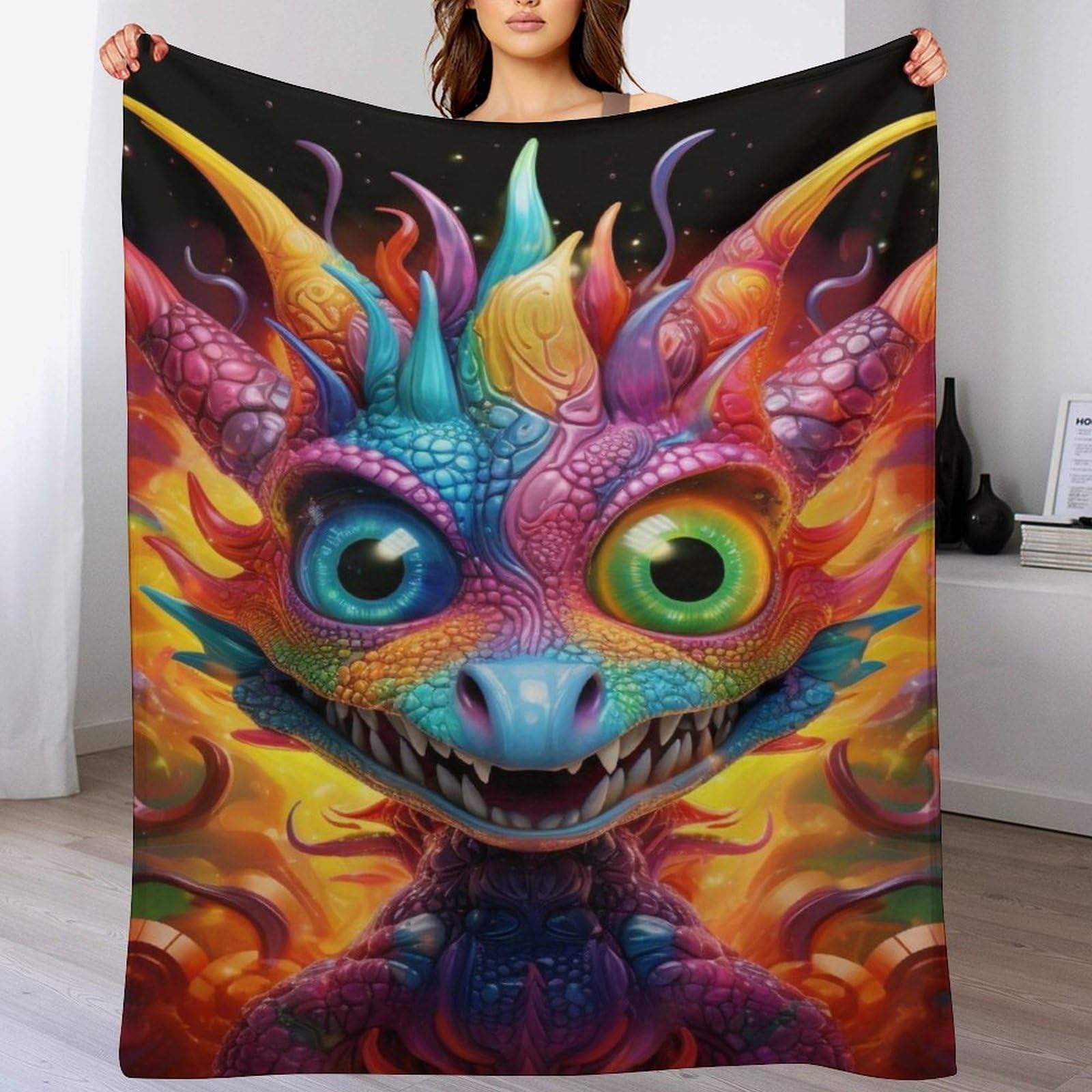 Couverture de canapé dragon couvre-lit polaire flannel léger 180x200