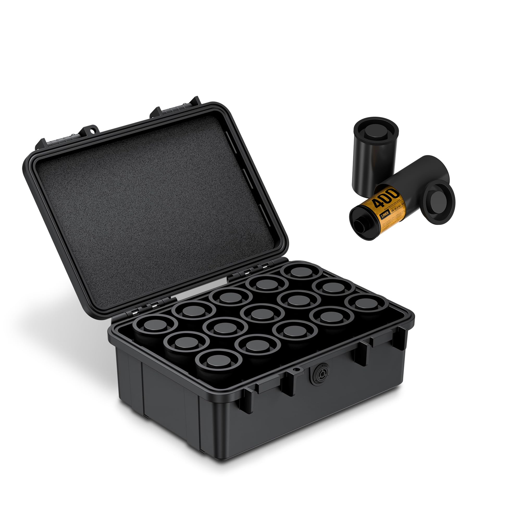 JJC Rotoli di pellicola rigida da 35 mm con 15 contenitori, impermeabile IP67, antiurto, sigillata con luce, protezione sicura per pellicole negative, contenitore con coperchio, per piccoli oggetti
