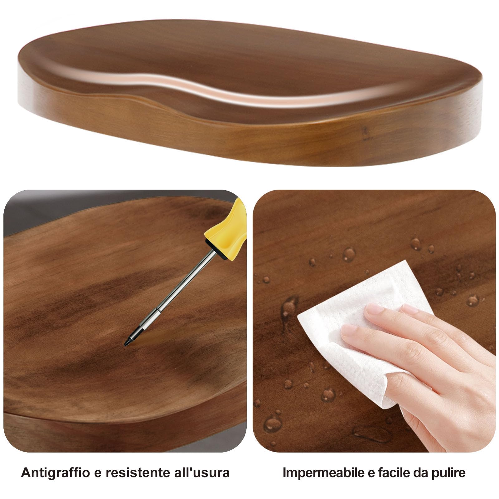 WOLTU Sgabello Cucina, Regolabile, Legno Massiccio, Marrone | Sgabello Bar a Sella, Altezza Regolabile 60-81cm, Girevoli a 360°, con Poggiapiedi, per Colazione, penisola cucina