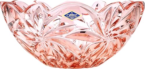 Bohemia Crystal AU52668 - Cuenco decorativo (11.0 in), diseño de flores, centro de mesa, color rosa