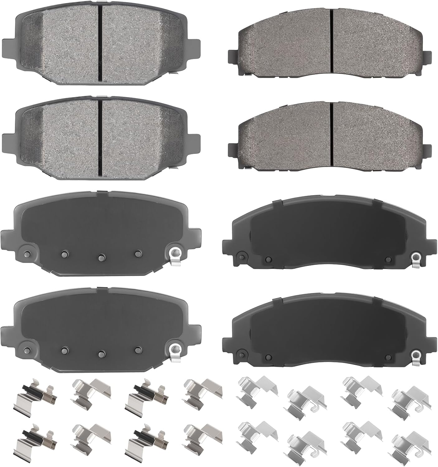 Front Rear Semi-Metal Disc Brake Pads Set for Chrysler Town & Country 2012-2016, for Dodge Grand Caravan 2012-2020, Journey 2012-2020, for Routan 2012 2014, 8PCS(With Hardware)