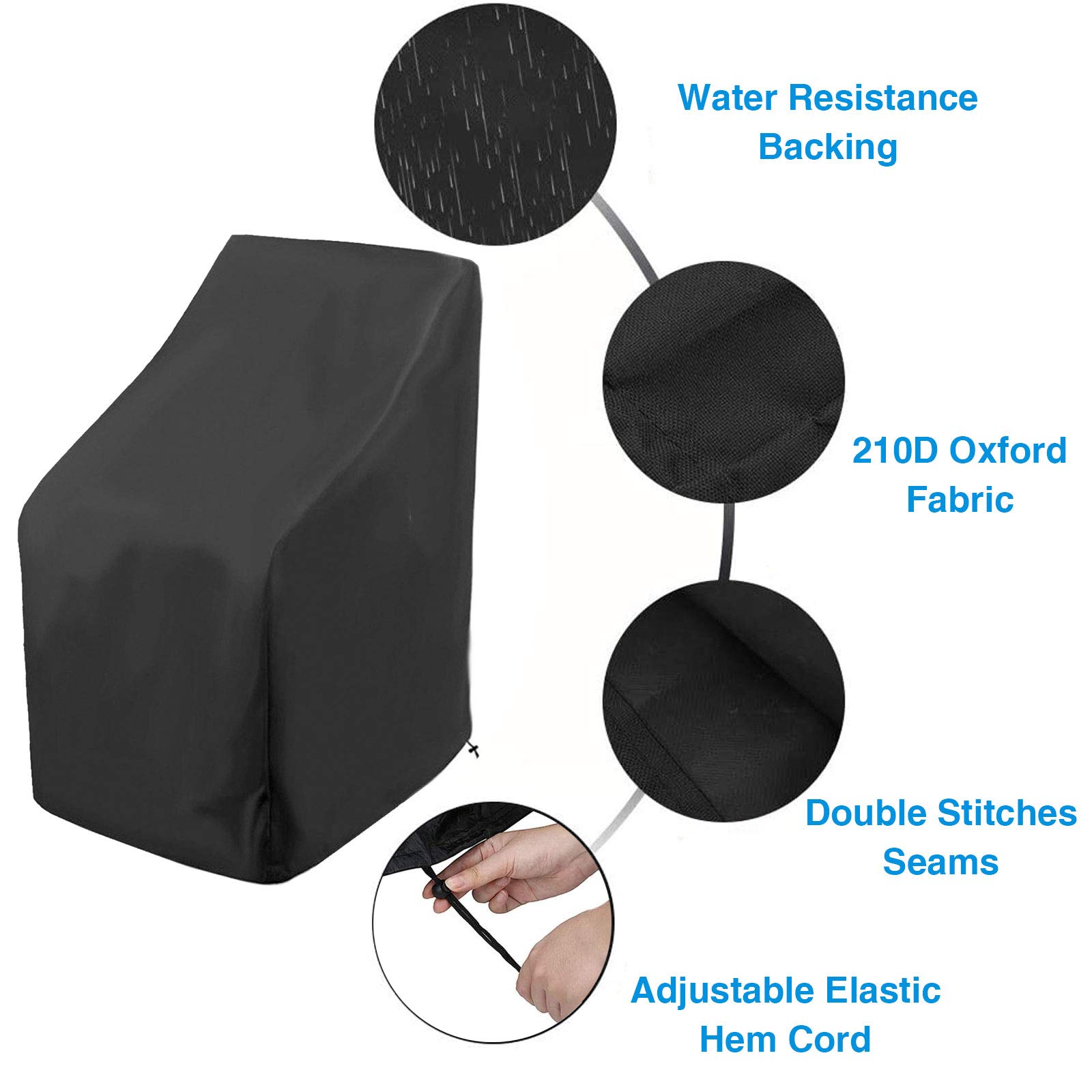Housse De Chaise De Jardin Empilable, Tissu Oxford 210D, Adaptée Aux Jardins Et Balcons, Imperméable Et Résistante Aux UV - 64x64x70/120 Cm | Leroy Merlin