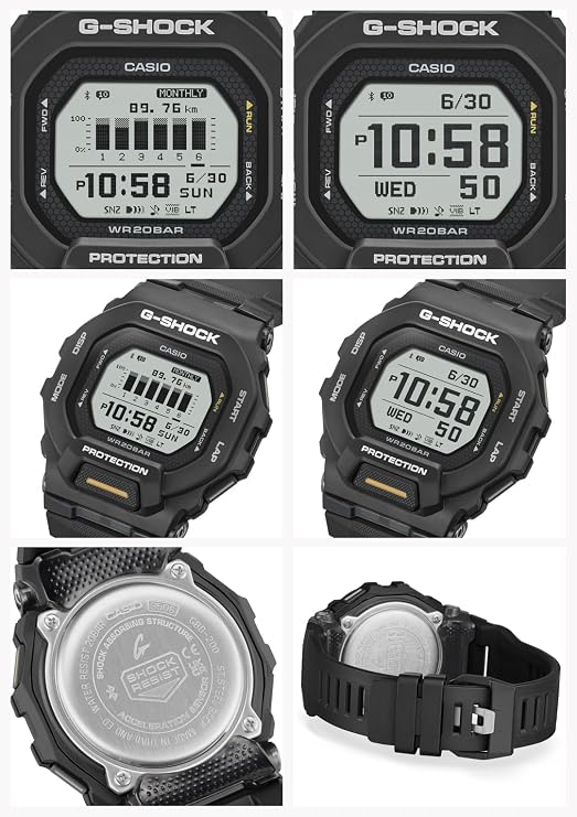 Casio G-Shock G-SQUAD GBD-200 Series Wristwatch, Black
