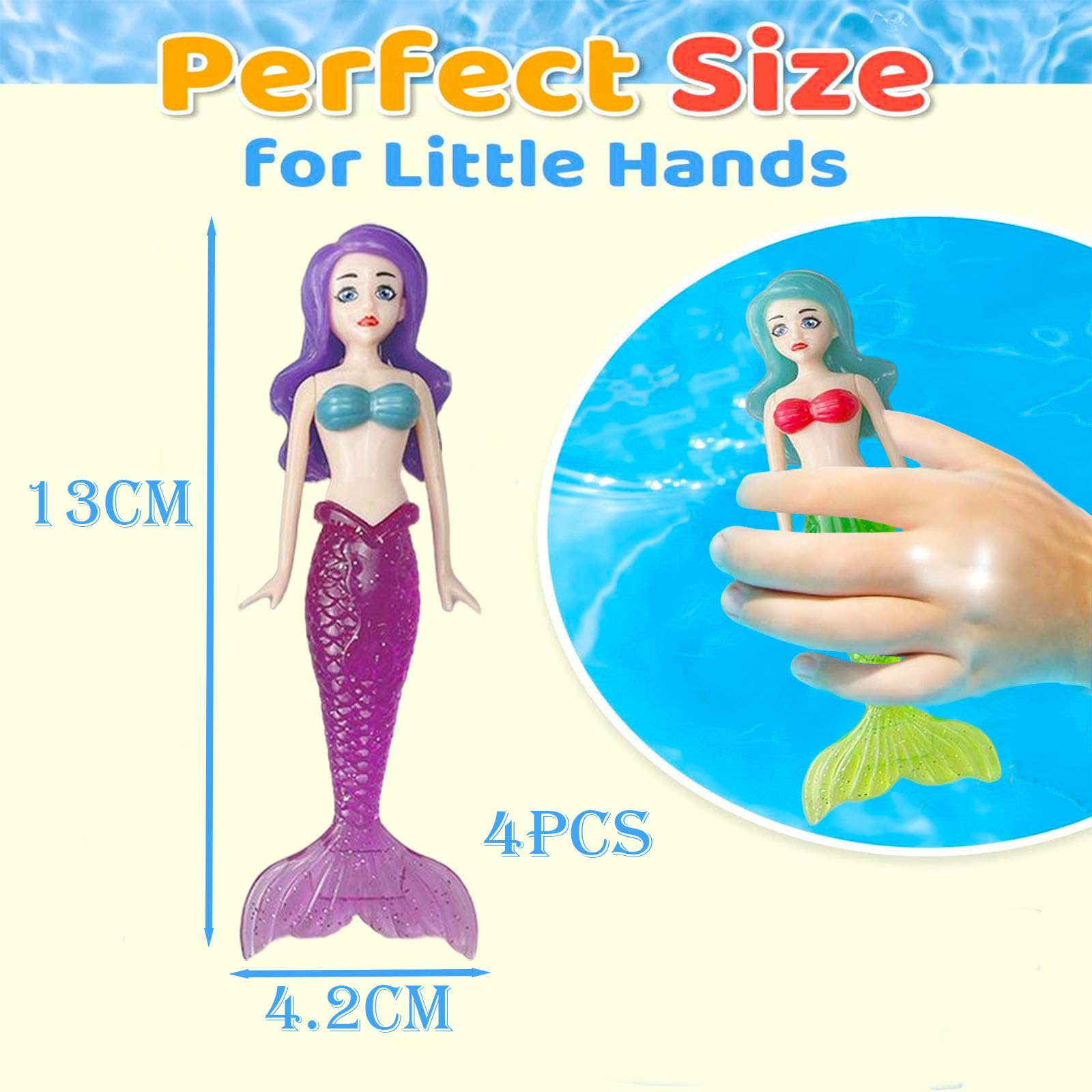 COSORO 4Pcs Diving Mermaids Toys Swimming Pool Sinking Toy Swimming Sinkers for Kids,Mermaid Underwater Diving Toy,Bath Mermaid Water Underwater Pool Training Toys Gifts for Girls Boys Pool Games - Image 2