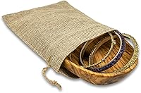 Vista 3 de TheDisplayGuys - Paquete de 12 bolsas de regalo de arpillera natural de 4 x 6 pulgadas con cordón (marrón natural, pequeña) para recuerdos