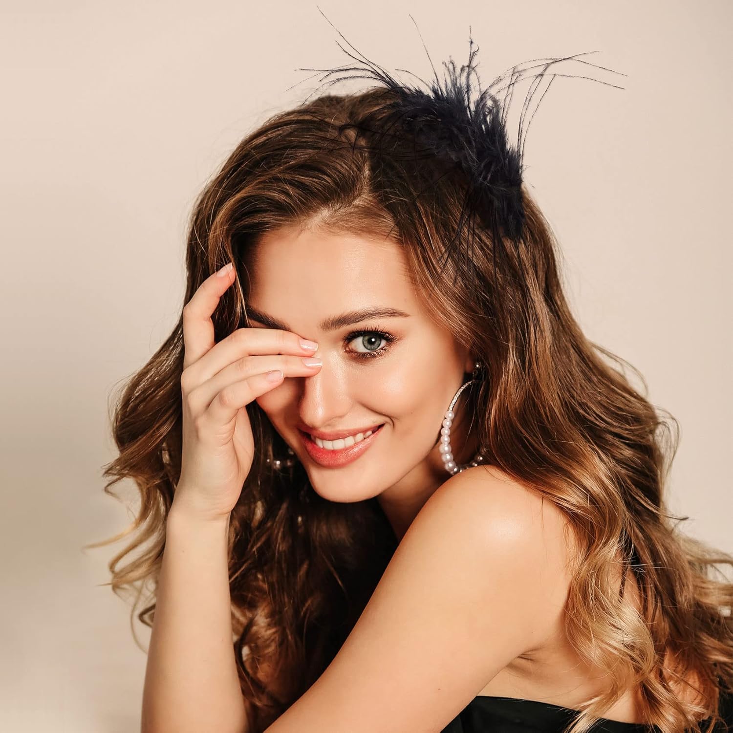 OIIKI 2Pcs Black Ostrich Hair Clip, Feather Hairgrip Retro Hair Jewelry Accessories for Women Bride Party Festival Valentine Wedding Engagement Birthday Christmas - Image 6