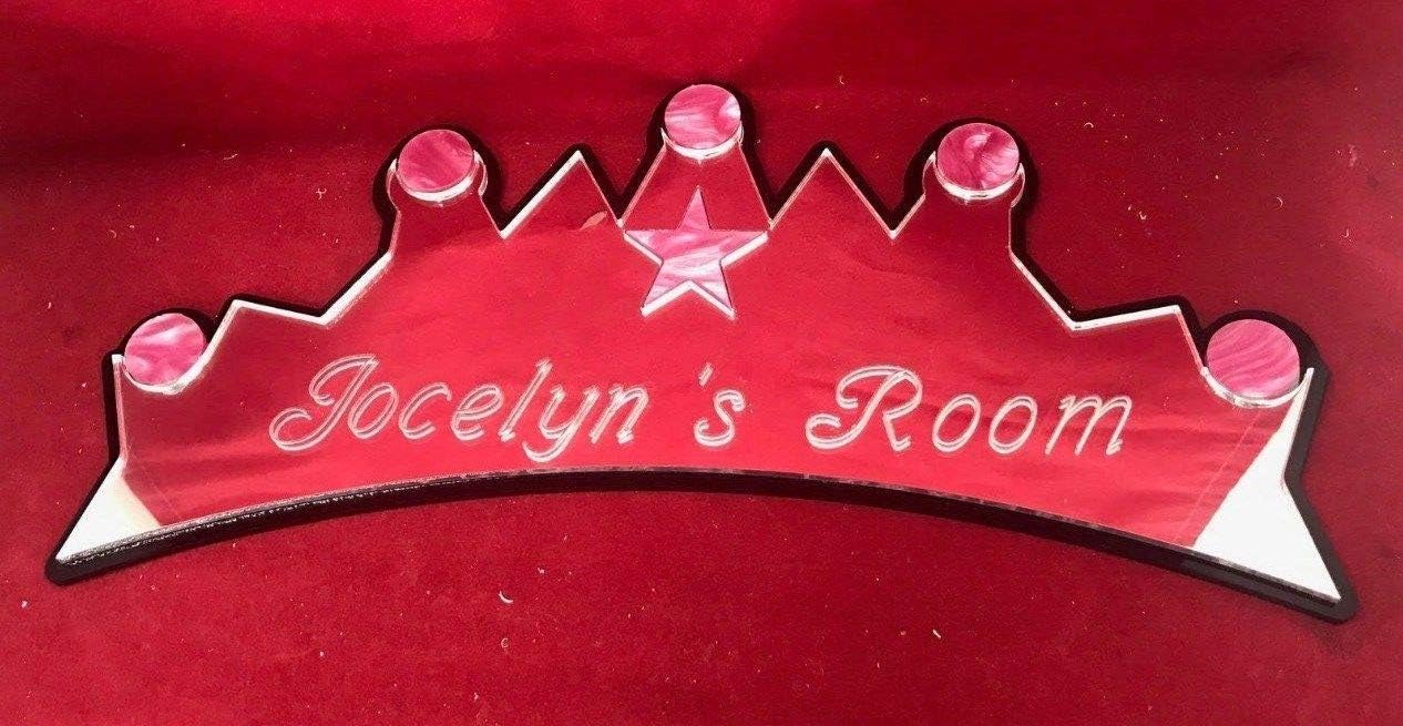Princess Crown Wall Plaque Wall Decor Wall Hanging Personalized Free Engraved Mirror Princess Crown Wall Decoration For Your Room - With Your Name On It!