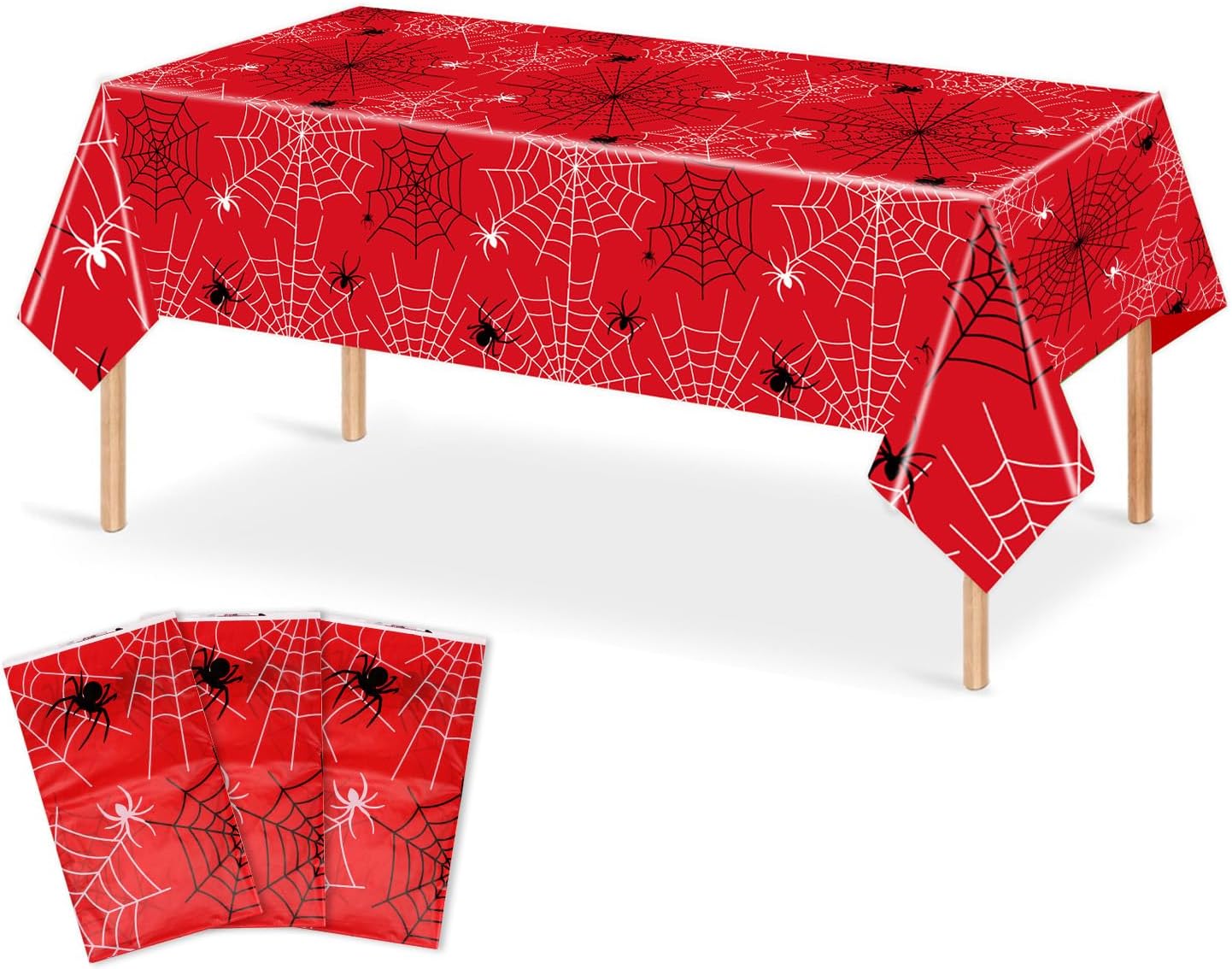 3pcs Spider Tablecloths, 70.9x42.5in Spider Web Table Cloth Waterproof Cartoon Theme Rectangle Table Cover Party Decorations for Kids Birthday Party Baby Shower Supplies