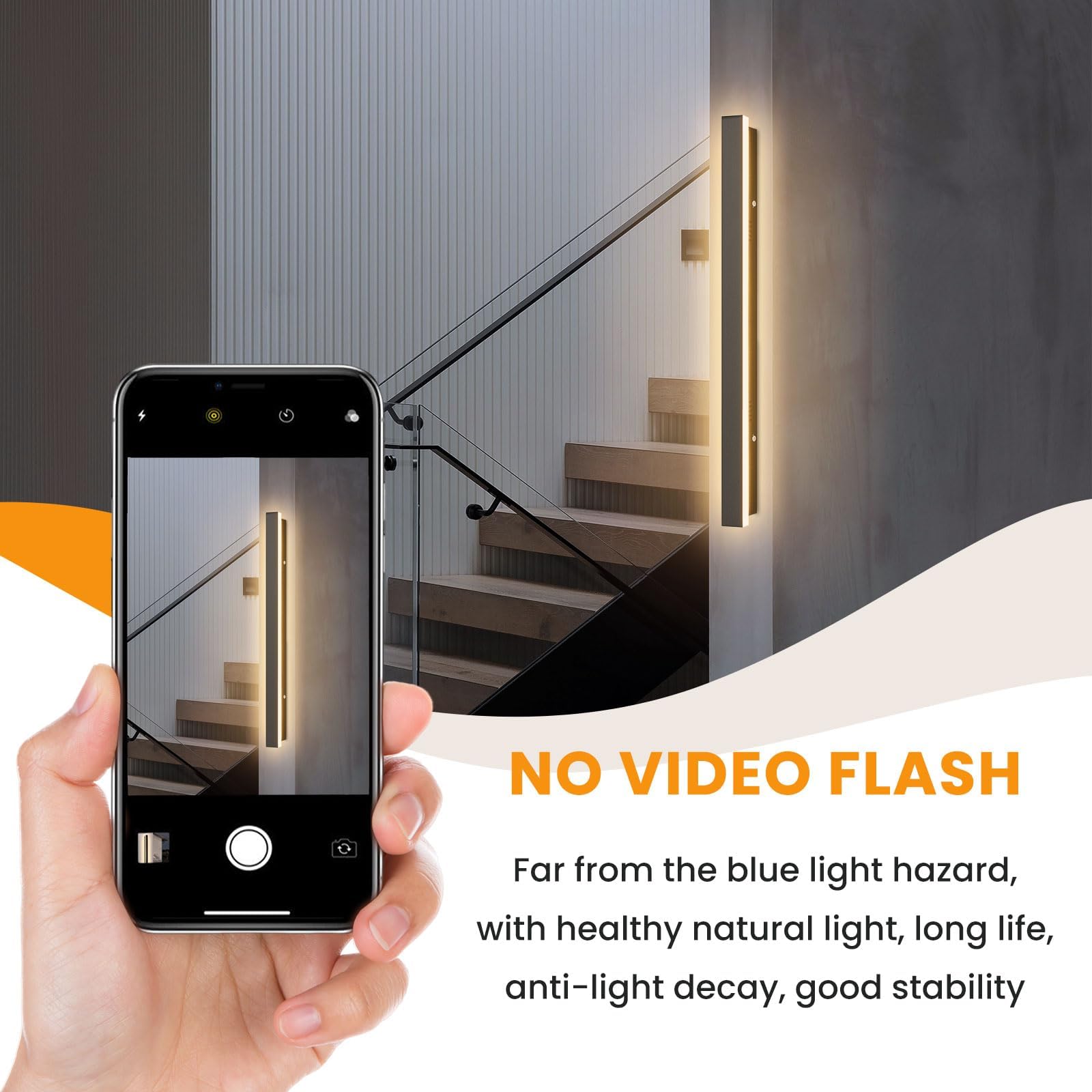 Mikeru 150CM Dimmable Outdoor Long Wall Sconce, LED Outdoor Lights with Mains Power Wall Lighting Fixtures with Memory Function Tricolor Light 3000k/4500k/6000k for Staircase, Garden, Dining Room — view 7