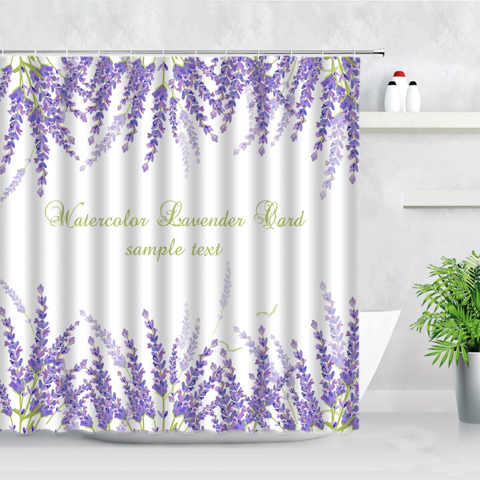 Rideau de douche floral plante verte pour créer une ambiance spa nature en salle de bain