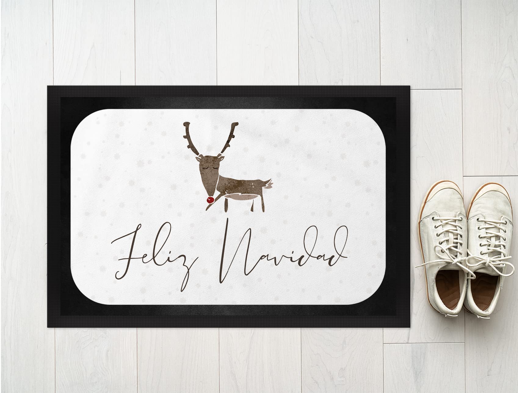 JUNIWORDS Fußmatte, Feliz Navidad Hirsch, 75 x 50 cm, mit Gummirand (1003973)