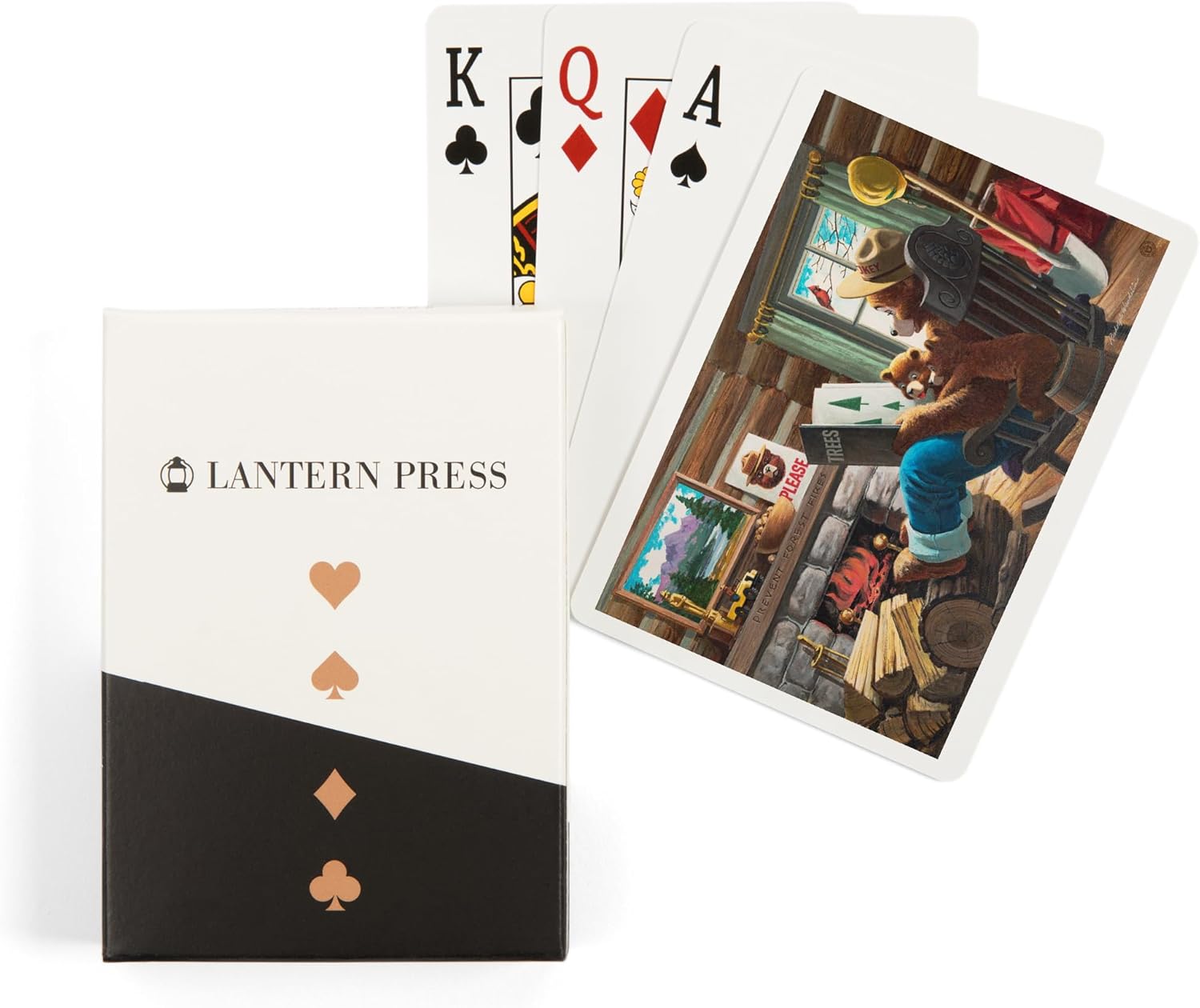 Lantern Press Smokey Bear, Reading Book to Cubs, Officially Licensed Vintage Poster, 52 Playing Cards for Adults, Poker Size Card Deck