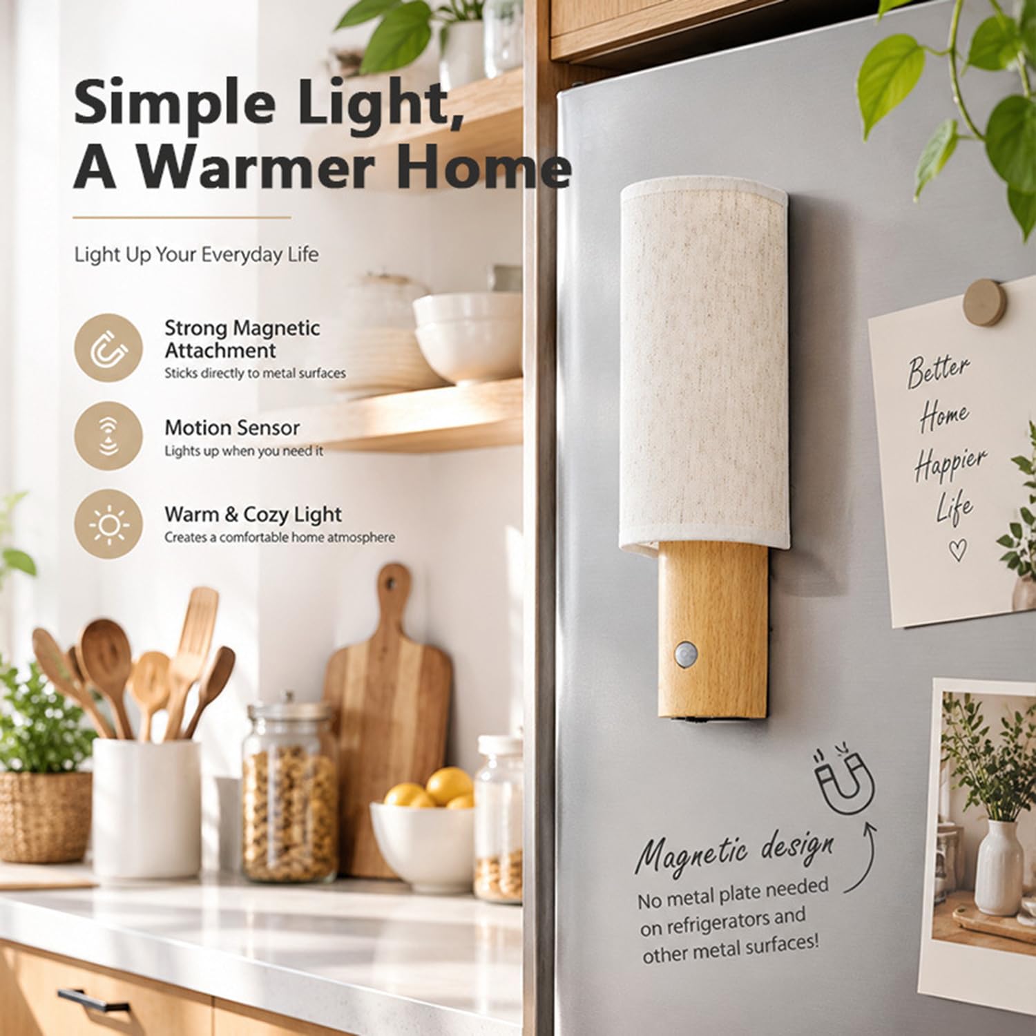 Aplique sin Conexión eléctrica de madera con LED Iluminación para Escaleras a Batería Inalámbrico con sensor de movimiento Recargable por USB 3600 mAh 4000K iluminación hacia arriba y hacia abajo
