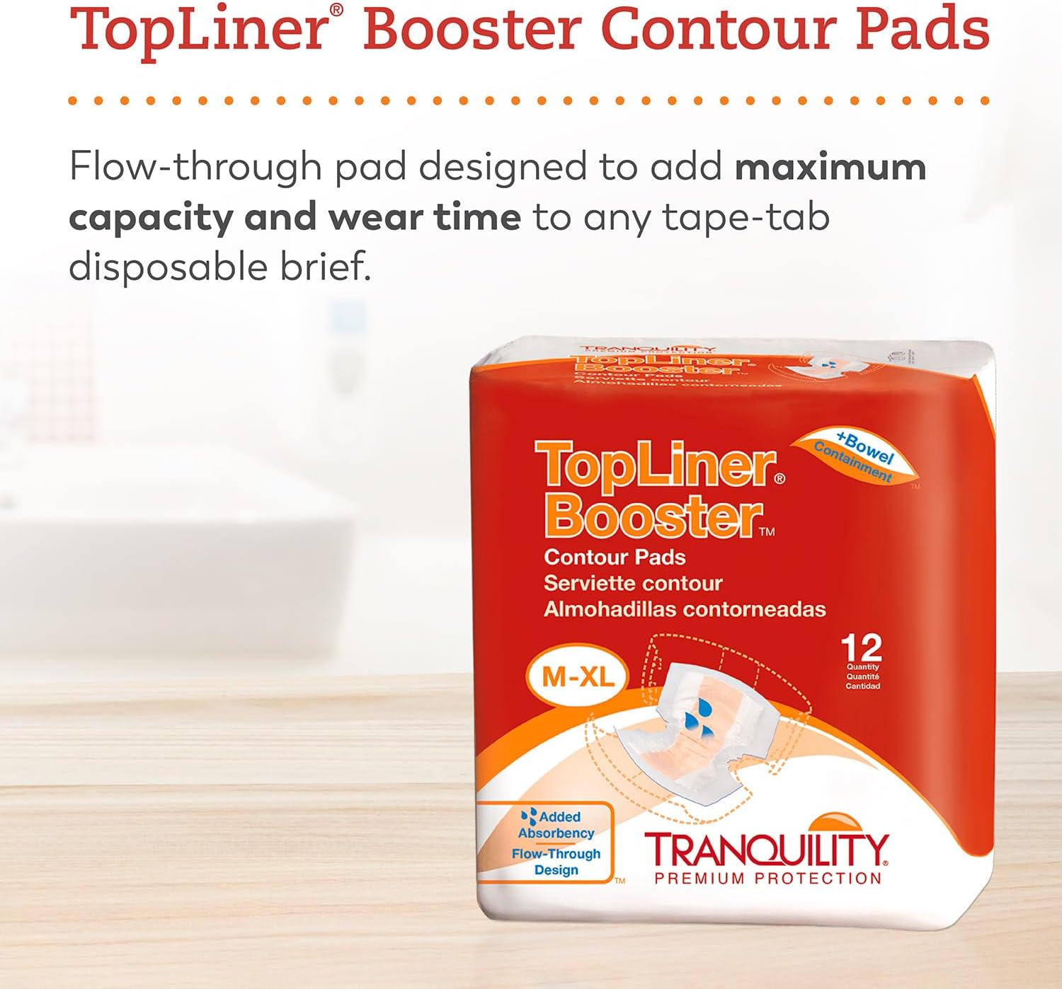 Tranquility Liner® Disposable Absorbent Booster Contour Pads for Bowel