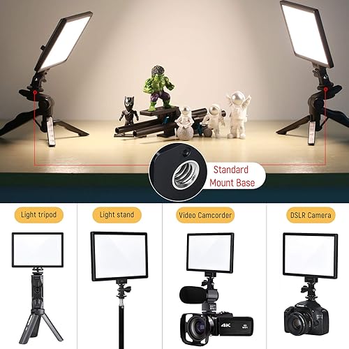 Miniatura 7 de VILTROX 2 juegos de lámpara de luz LED de fotografía con bicolor 3300K-5600K, pantalla LCD HD, CRI 95 para DSLR mesa estudio fotográfico con