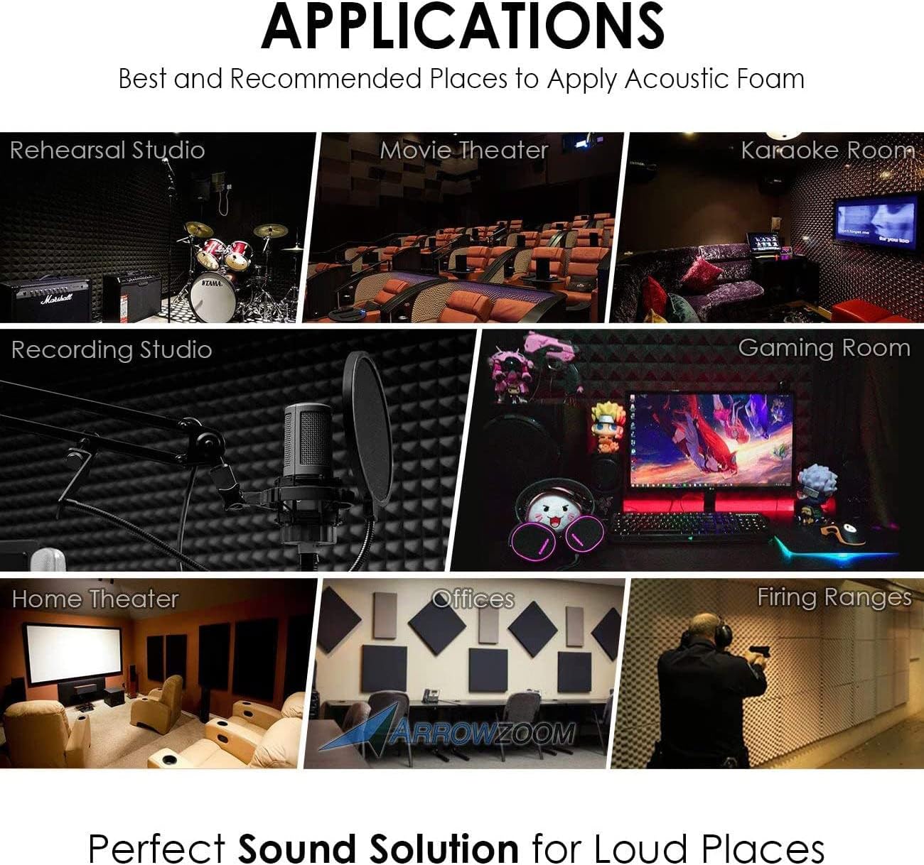 Super Dash (6 Pack) of 50 X 50 X 3 cm Yellow Convoluted Egg Crate Acoustic Home Studio Soundproof Treatment Accessories Foam Wall Panel Tiles SD1052 (YELLOW)