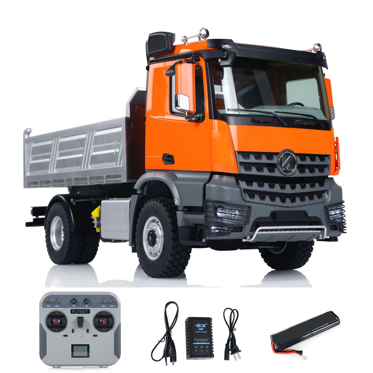 wheelfun 1/14 4x4 Kabolite 5701 RC Dump Truck Remote Control Dumper Car 2-Speed Transmission 3 in 1 Mainboard Motor Servo Sound Light Hobby Grade Truck Model(Orange)