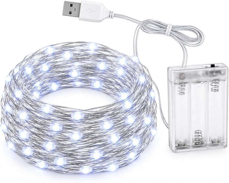 Cordão de LED Decorativo 10 metros USB/Pilha AA Fio de Fada Impermeável Branco ou Colorido Pisca Pisca Natal Festa Decoração de Ambientes (Branco)