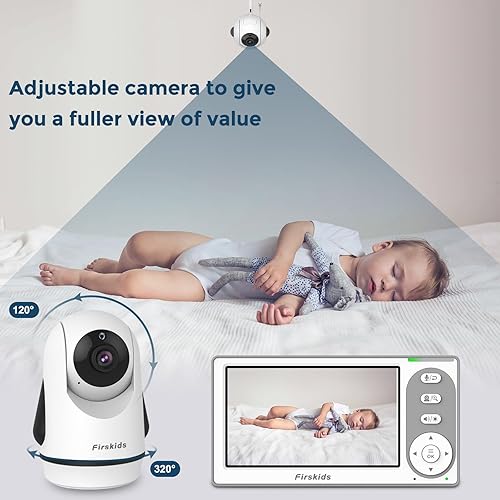 Miniatura 5 de Firskids Monitor de bebé con 2 cámaras, 4.3" IPS Split-Screen Video Baby Monitor con cámara y audio, 2 cámaras Pan-Tilt-Zoom No requiere WiFi,