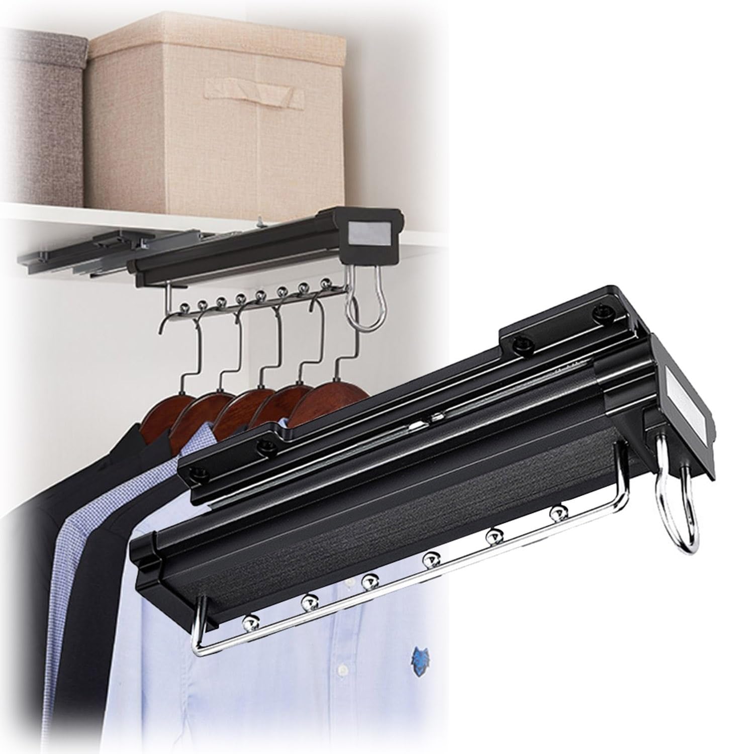 Soporte de pantalones retráctil ajustable y colgador de ropa interior