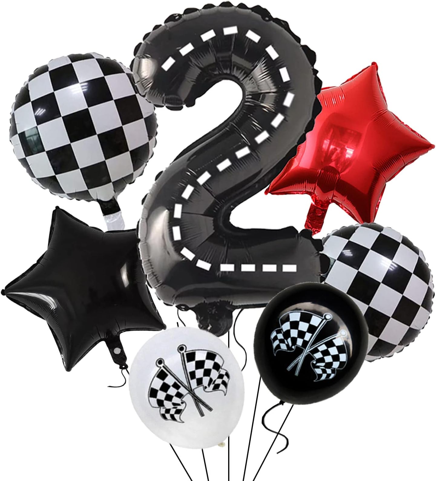 Race Car Birthday Party Supplies Black Race Number 3 Balloons 40Inch for Boys 3rd Birthday Baby Shower Racing Theme Party Decorations (2nd Birthday)