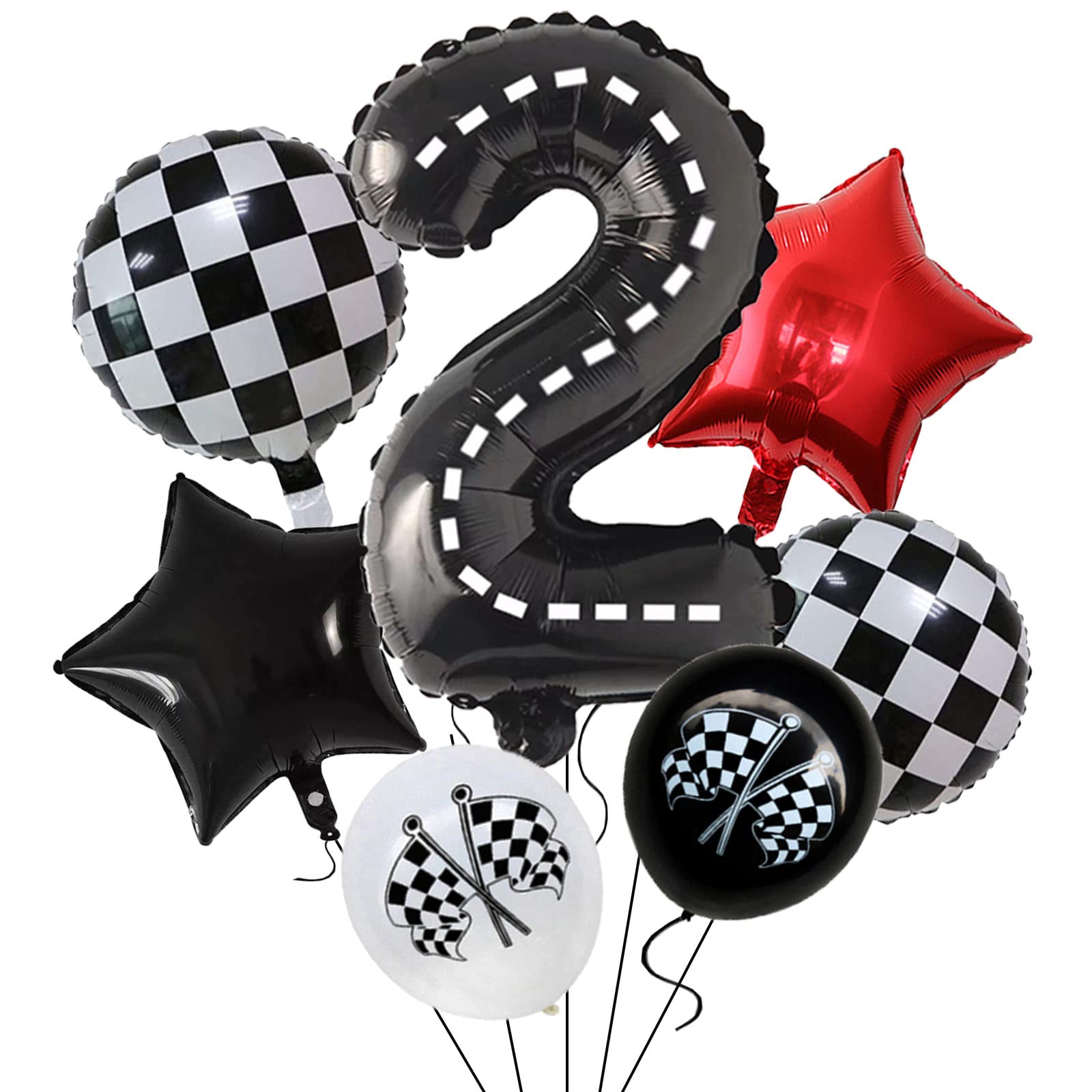 Race Car Birthday Party Supplies Black Race Number 3 Balloons 40Inch for Boys 3rd Birthday Baby Shower Racing Theme Party Decorations (2nd Birthday)