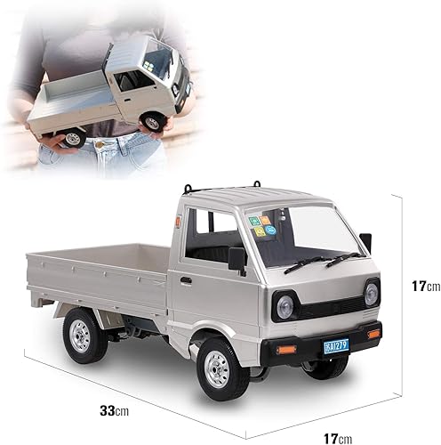 Miniatura 8 de GoolRC WPL D12 - Coche a control remoto a escala 110 de 2.4 GHz, camión de simulación de deriva con motor cepillado, faros LED, motor central de
