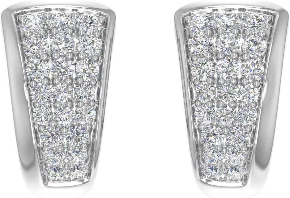 0.5 Carat Natural Prong Set Diamond Huggies Earrings for Women in 10K Gold