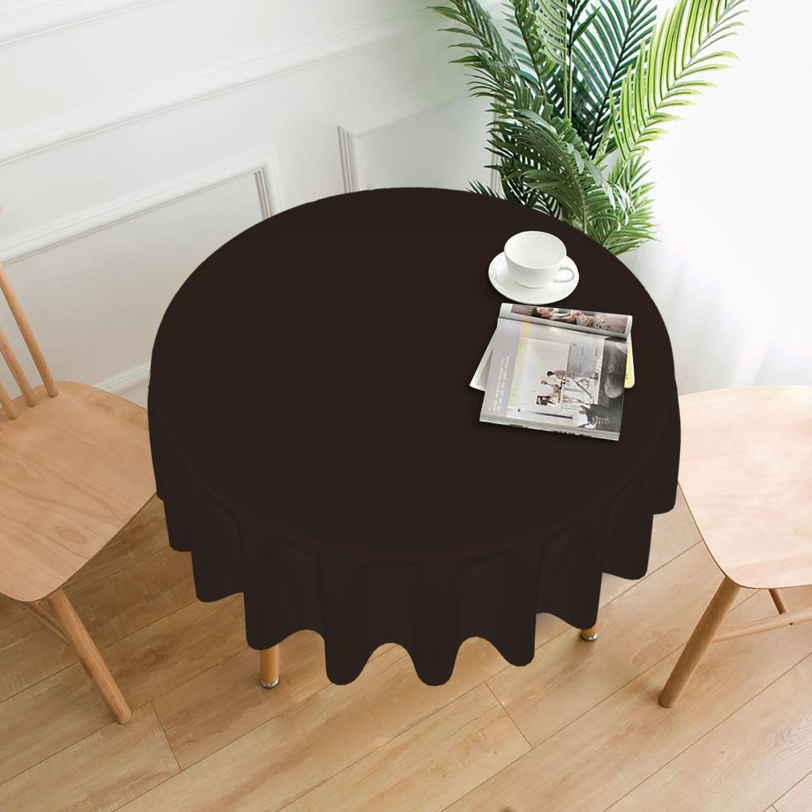 Hjfczh Black Chocolate Prints Round Table Throw 60 Inch - Waterproof Table Cover - Soft & Wrinkle Resistant Decor Layer For Dinners, Parties & Everyday Use