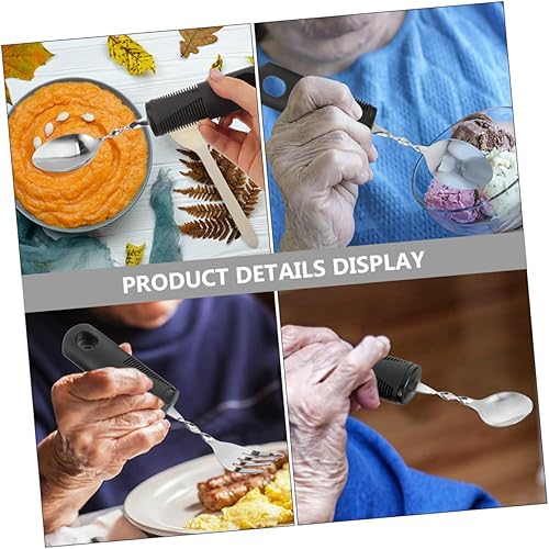 Miniatura 3 de Utensilios ponderados para ancianos, vajilla antivibración, 2 juegos de tenedores, cucharas, mango elevado