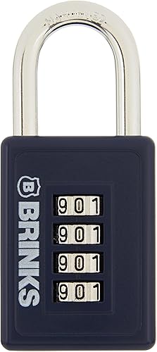 BRINKS - Candado deportivo reajustable de 1.575 in con 4 esferas - Cuerpo fundido a presión de zinc con grillete cromado, azul marino