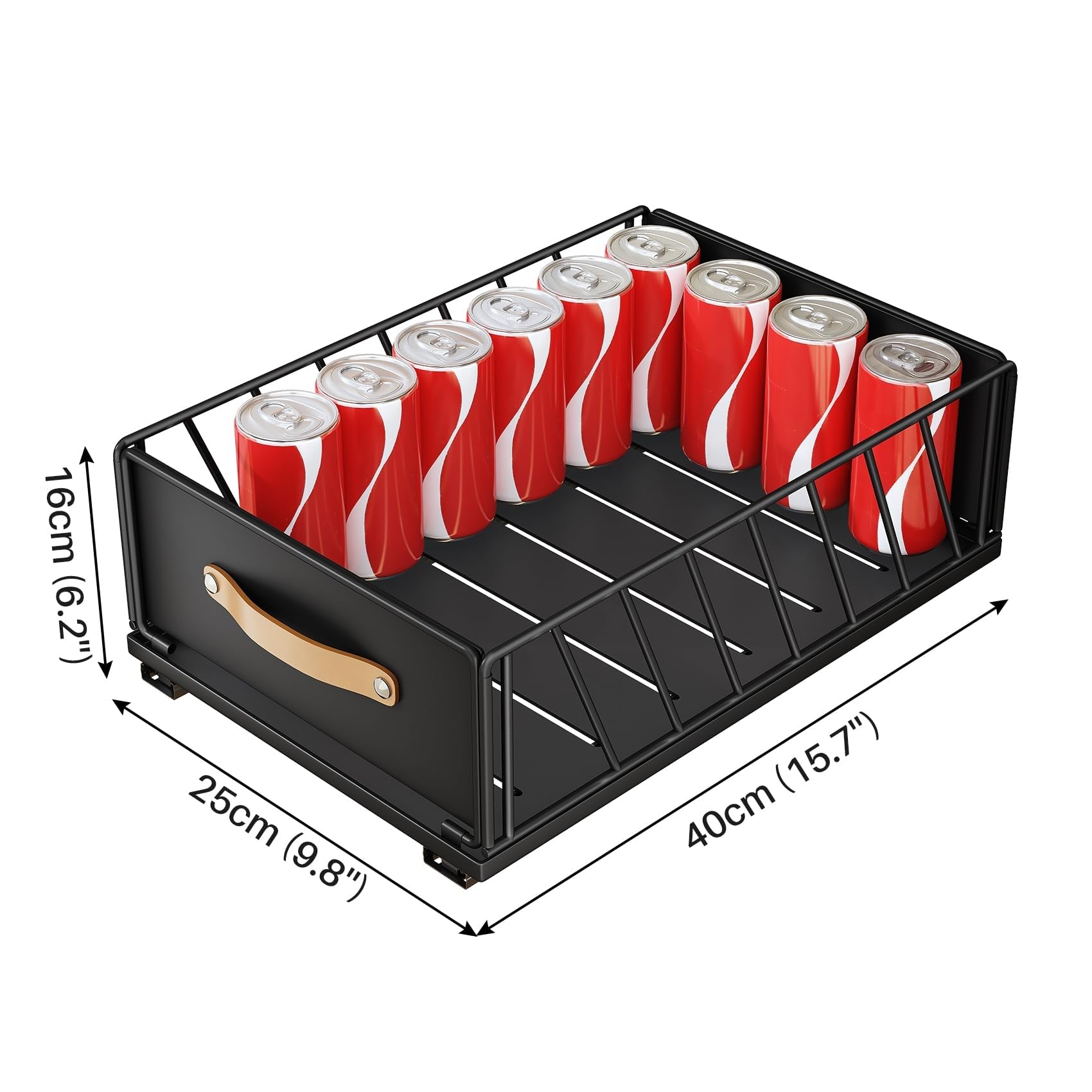 SAYZH Cajón Telescópico, Cajones Extraíbles para Armario de Cocina, Cajón Deslizante Para Alacena, Cajón de Cocina Extensible Desplegable con Mango, 40 cm (Prof.) x 25 cm (Anch.), Negro