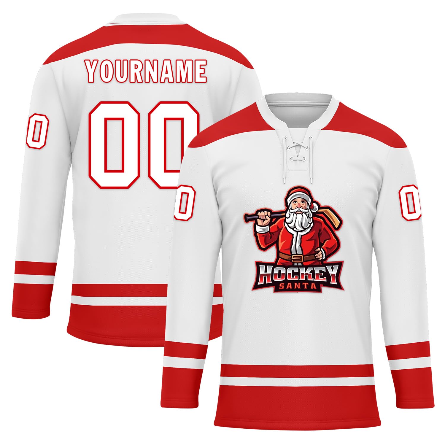 Custom Christmas Hockey Jersey for Men Women Youth, Santa Claus Ice Hockey Practice Uniform Sports Training Outfit