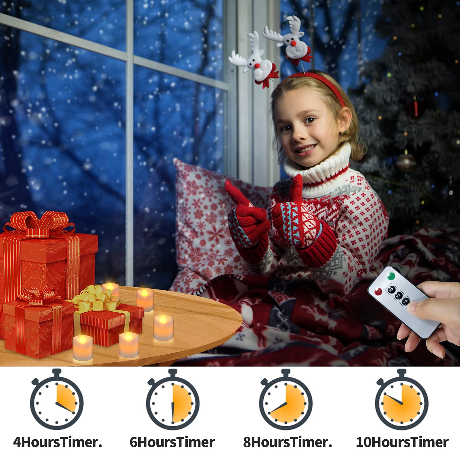 ChaneeHann Led-staafkaarsen met timerfunctie, flikkerende vlam, led, echte waskaarsen met afstandsbediening, 6 stuks (2 x 25,5 cm) theelichtjes, kaarsen voor kerstdecoratie, kamerdecoratie, bruiloft