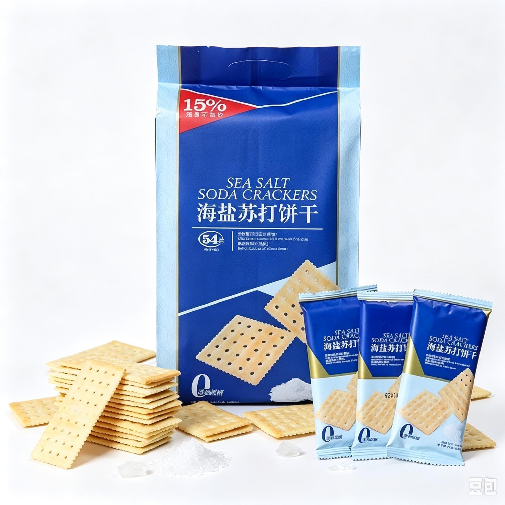 Galletas de soda con sal marina, snack crujiente sin freír 500 g