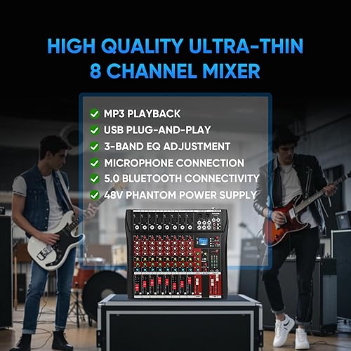 Vista 11 de Mezclador de audio de 12 canales, mezclador de música profesional CT-120S, tablero de mezcla de DJ con Reverb Bluetooth Reproductor MP3 48V Phantom