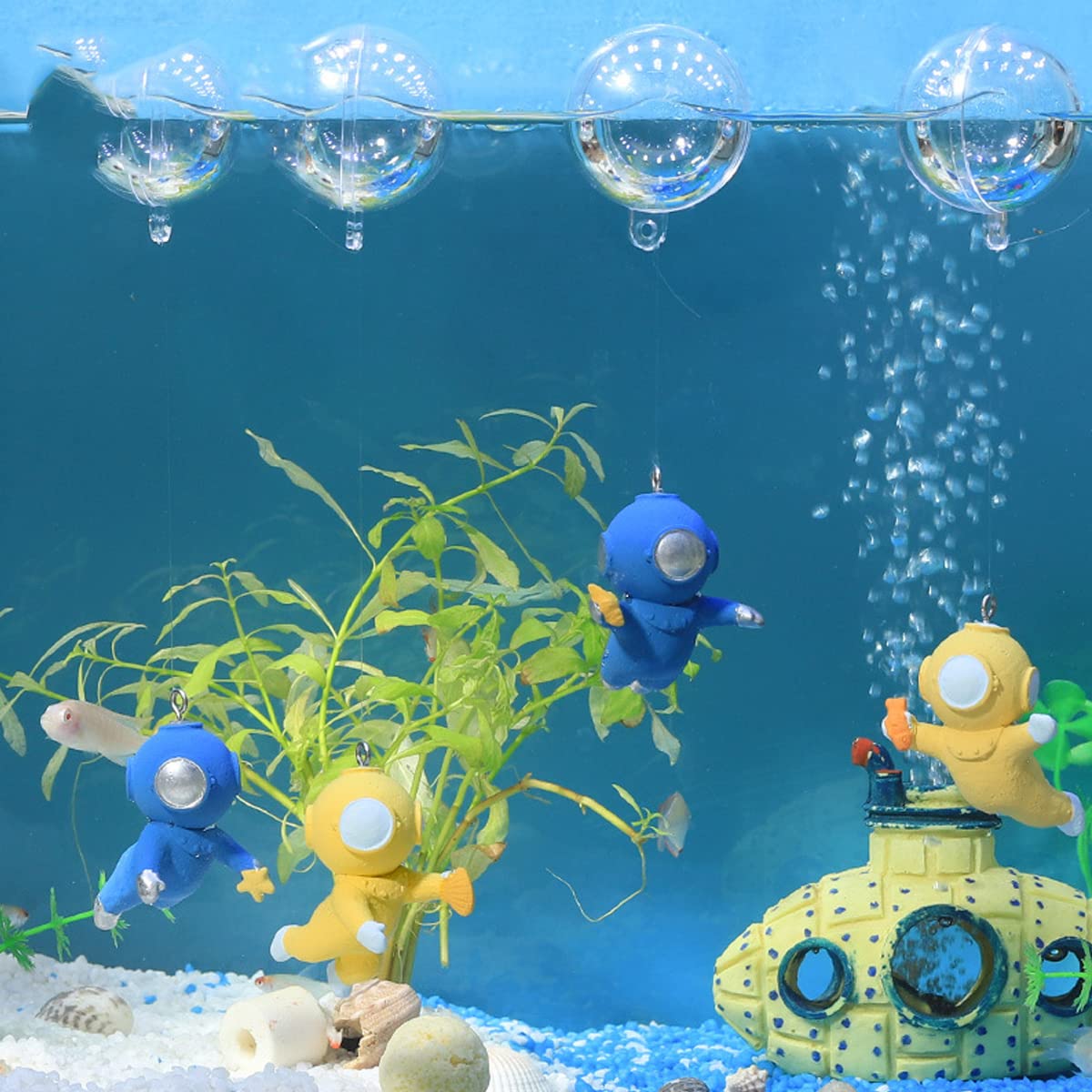 Confezione da 2 Decorazioni Galleggianti per Acquari Decorazione per Acquario Subacqueo Carino Accessori per Acquari Compagno di Giochi per Pesci,A