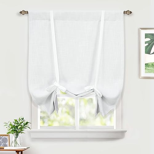 DriftAway Cortinas opacas de lino con textura básica para oscurecer la habitación, con aislamiento térmico, con lazo ajustable, bolsillo para