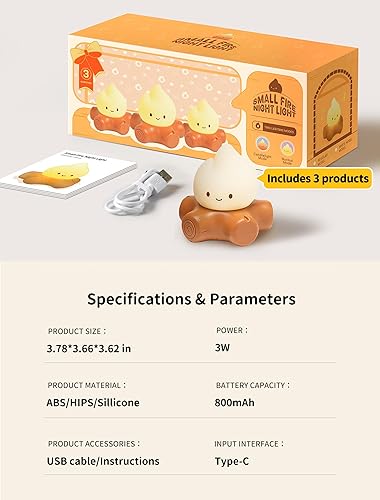 Miniatura 4 de 3 piezas de luz nocturna falsa de fogata, lámpara de llama recargable, luz nocturna de fuego de silicona, lámparas nocturnas de ruido blanco para