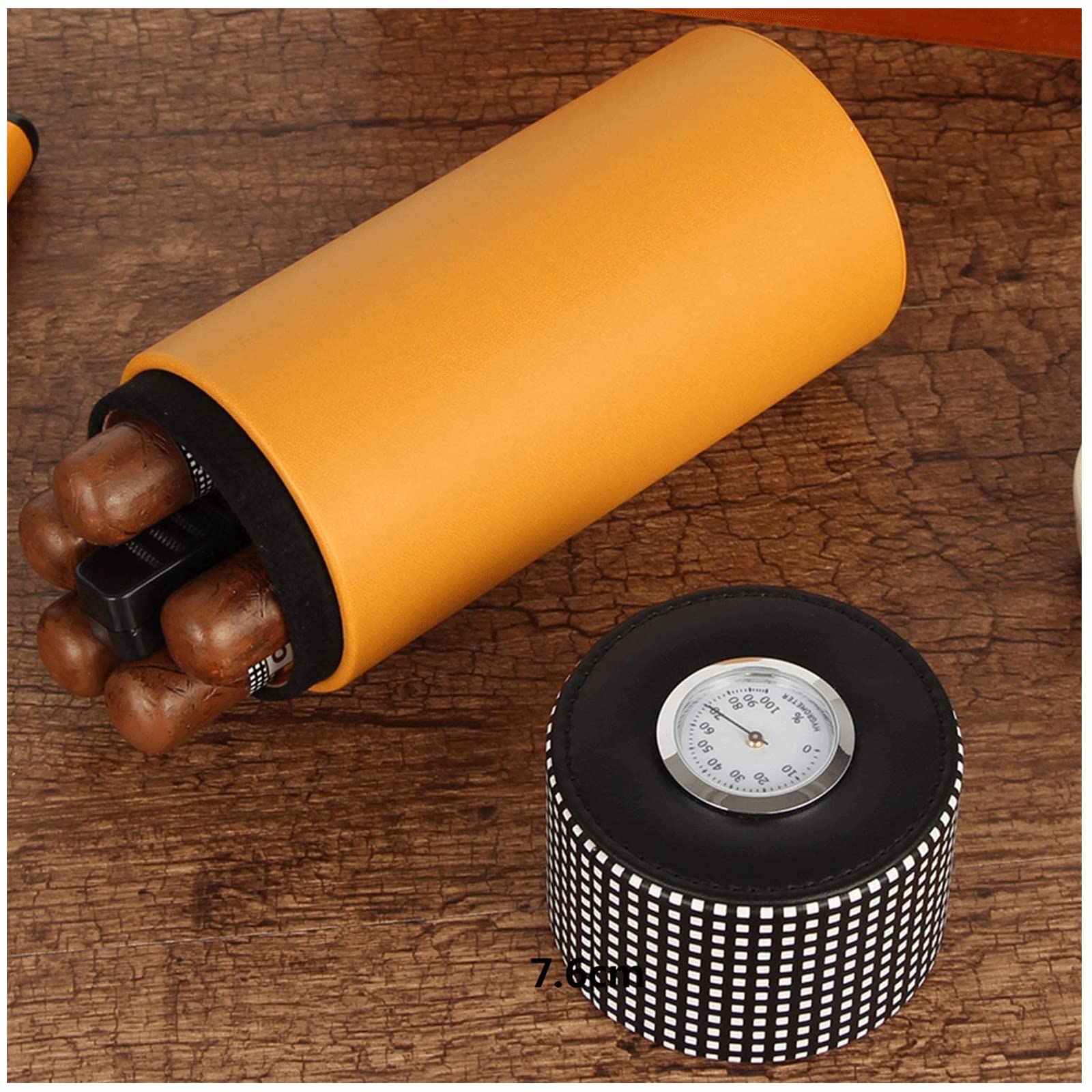 ZUMAHA Humidor Scatola Scatola per sigari in Pelle, Custodia da scrivania per 5 sigari, umidificatore per sigari con igrometro, Custodia per sigari freschi Personalizzato