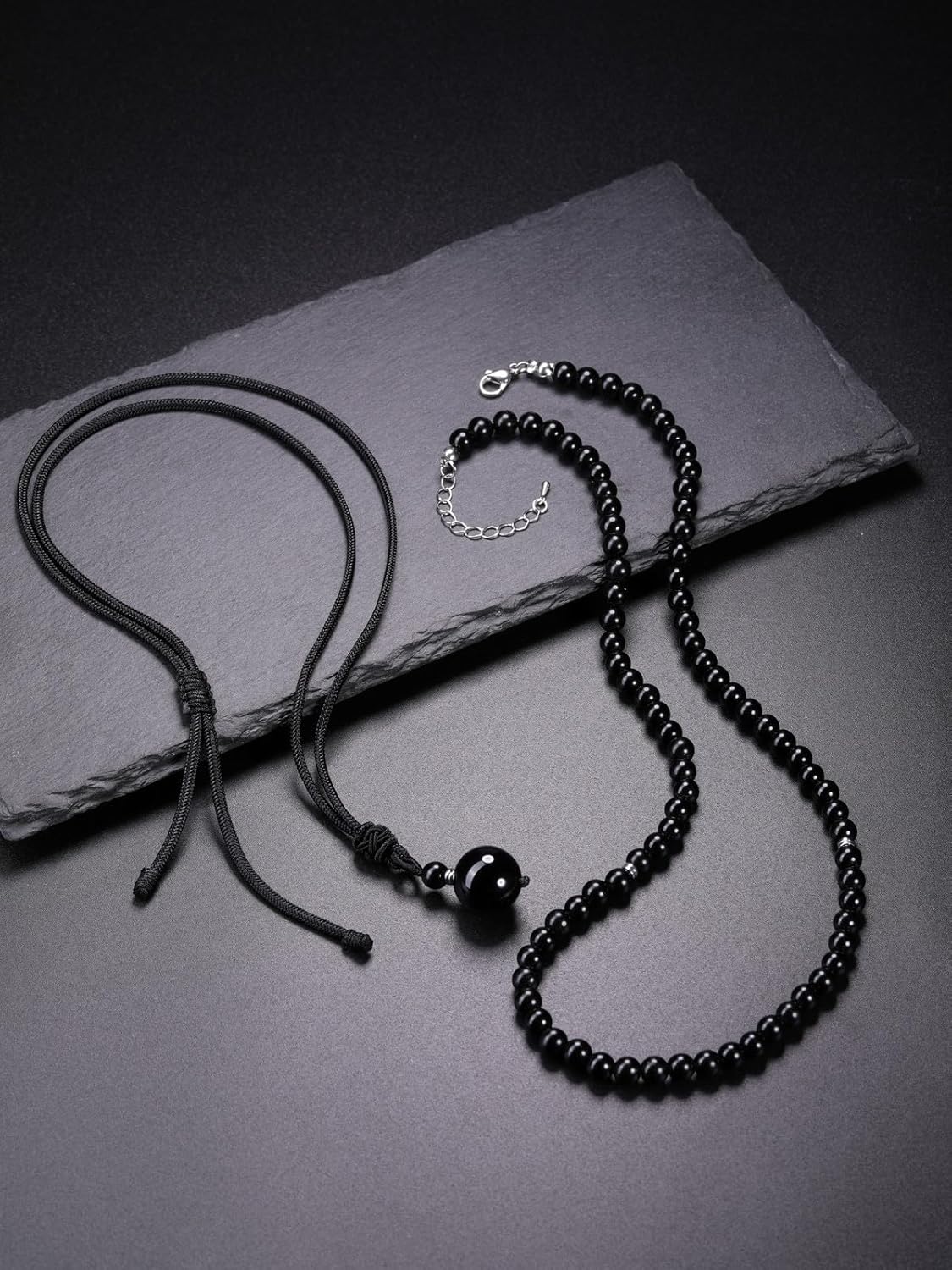 Top Plaza 2Pcs Tiger Eye Crystal Stone Beaded Necklace for Men Natural Gemstone Protection Necklace Mens Handmade Balance Amulet Beads Necklace Jewelry Gifts - Image 3